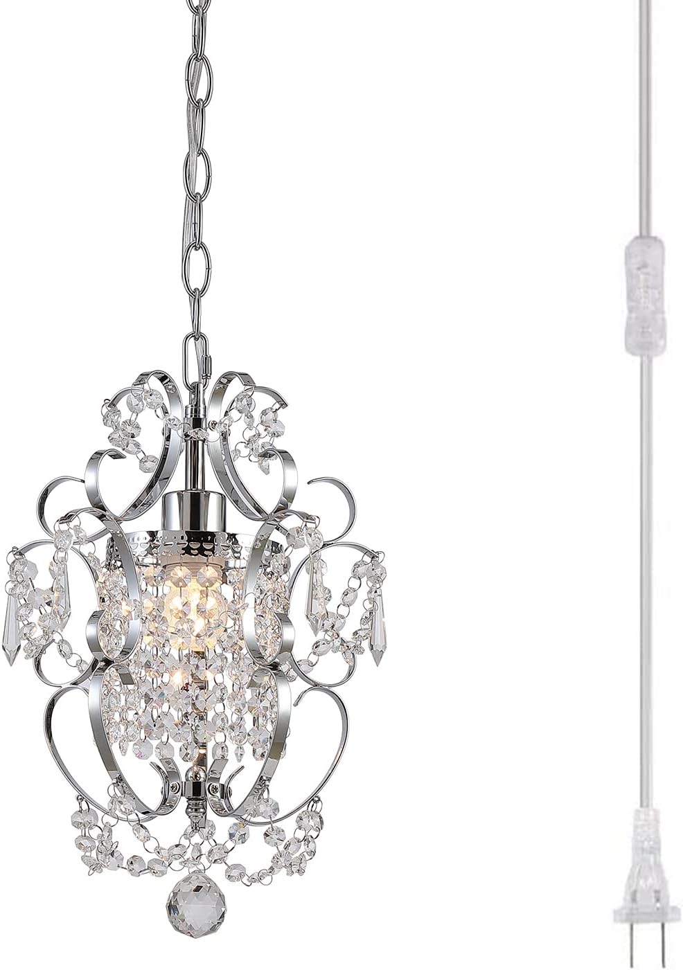 Candelabro enchufable de hierro y cristal para dormitorio