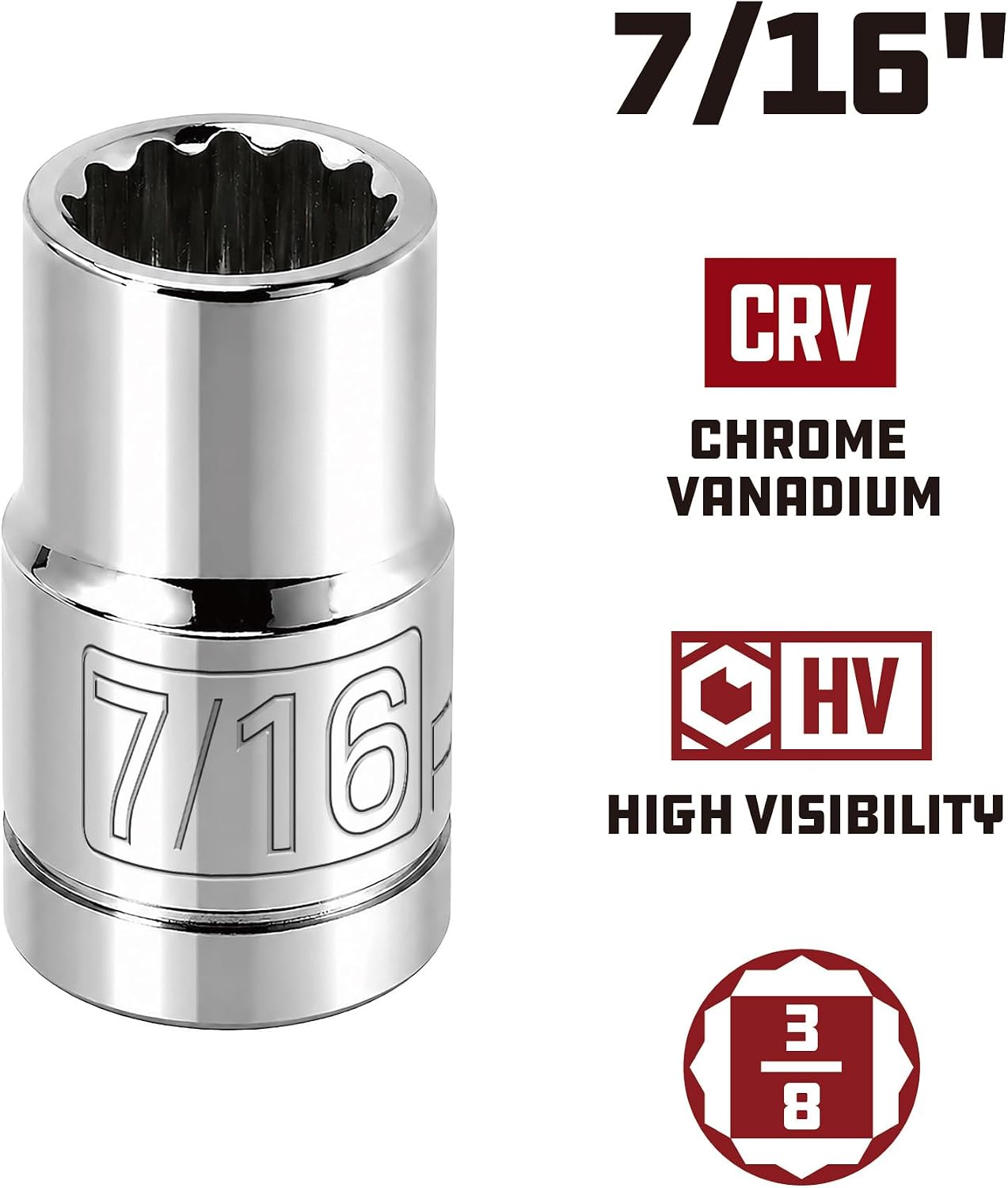 Enchufe 3/8x7/16 12 puntos cromo-vanadio