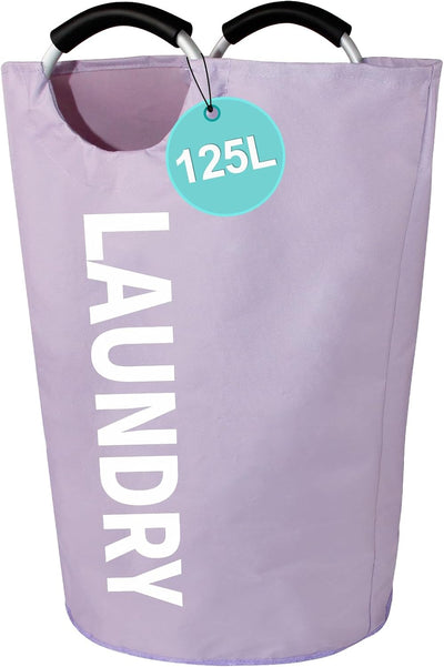 Cesta lavandería plegable 115L tela morado dormitorio