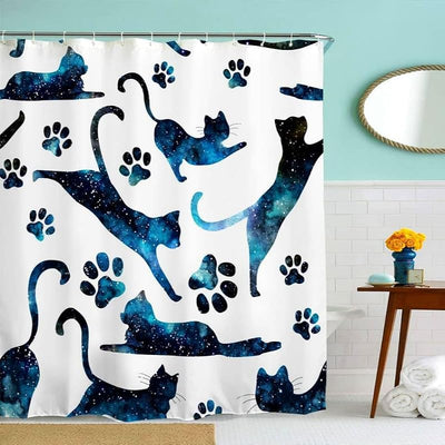 Cortina ducha baño 71x72pulg tela estrellada azul espacial