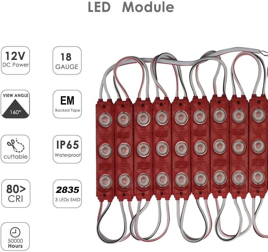 Luces LED rojas para escaparate 1.2W 12V impermeables