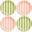 Platos de cabaña a rayas rosa y verde set 24