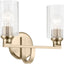 Lámpara tocador 14.25pulg 2 luces vidrio bronce champán baño