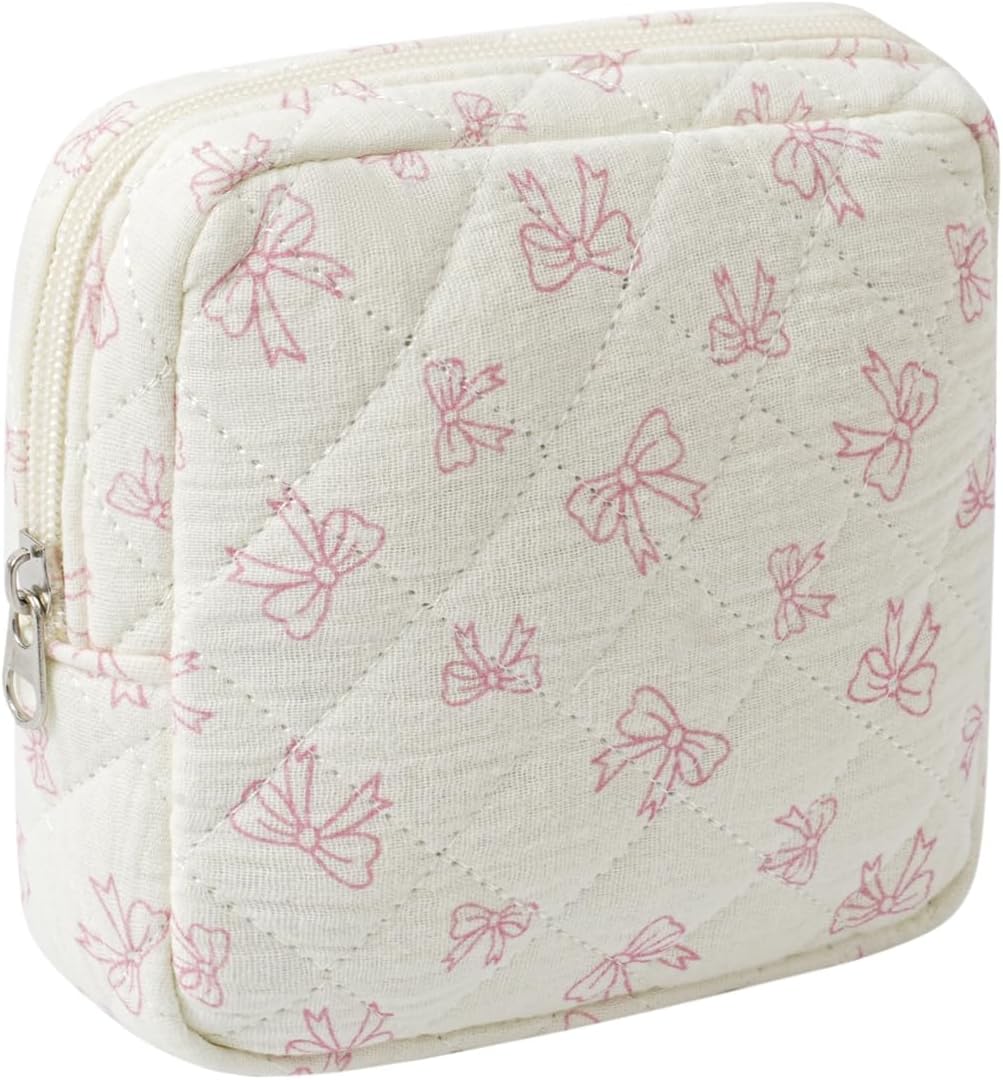 Bolsa maquillaje algodón acolchada con compartimentos