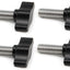 4 Pzas Perilla Aluminio Negro Rosca Gruesa Acero Inox