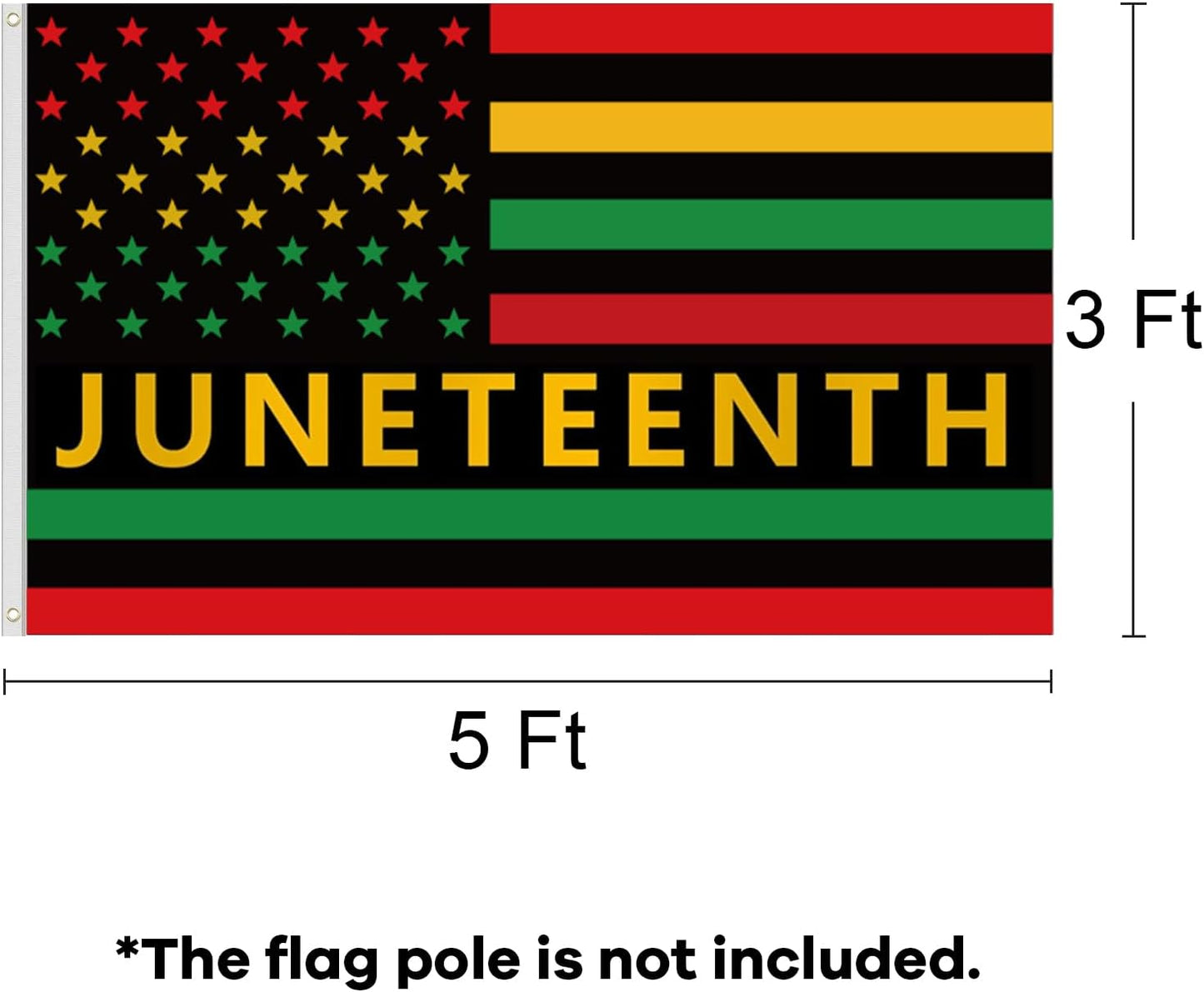 Bandera Juneteenth 3x5ft con ojales latón pack 2