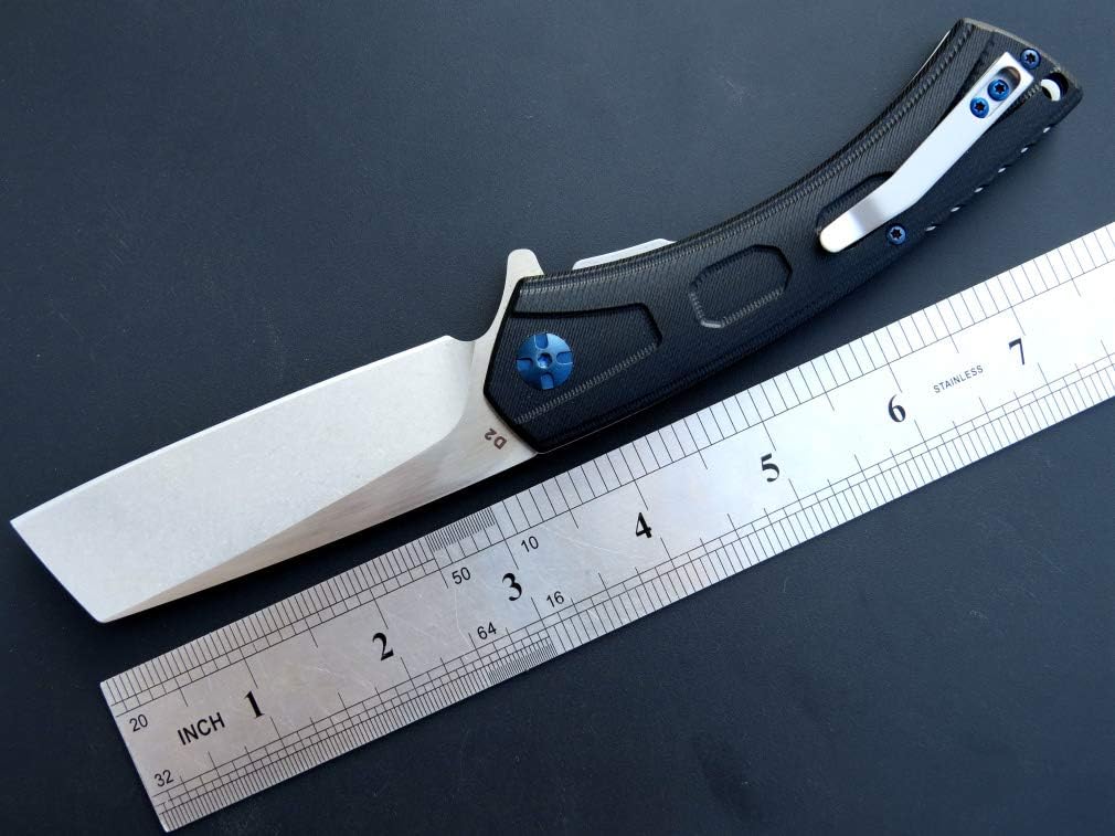 Cuchillo bolsillo D2 acero G10 mango clip EDC negro