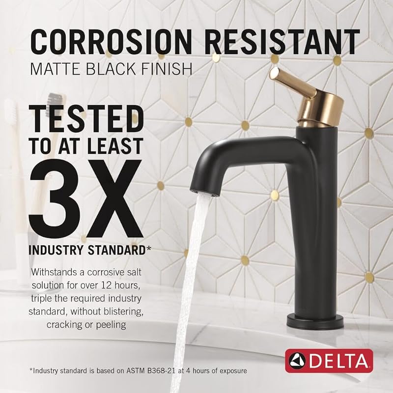 Grifo baño 1 agujero negro mate/dorado kit desagüe