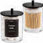 Juego dispensador vidrio Qtip 15oz y 10oz tapas madera negra