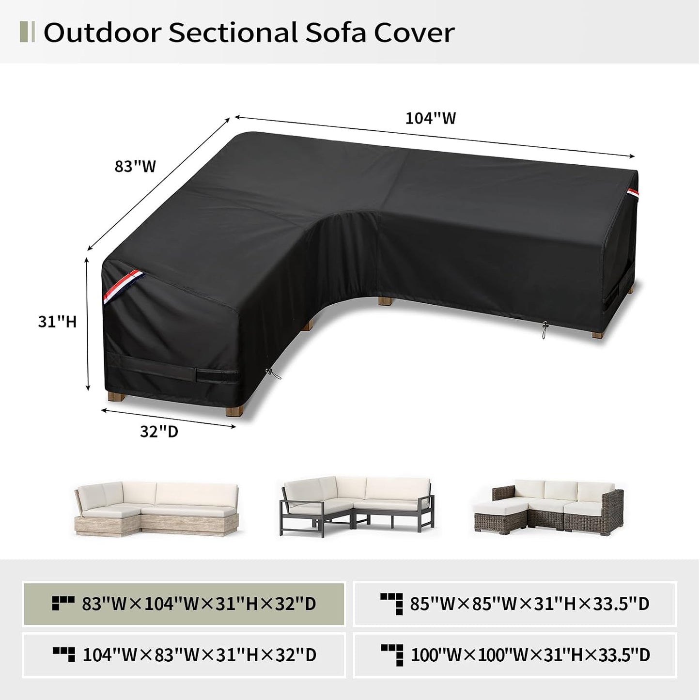 Funda mueble patio 83x104" impermeable resistente UV