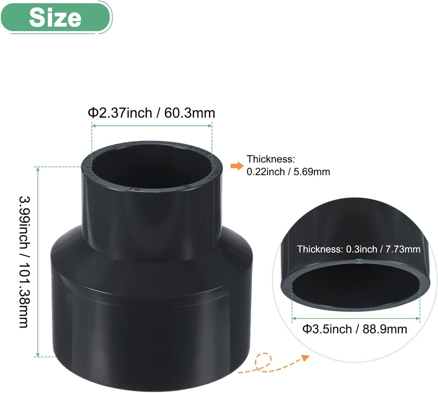 Conector reductor UPVC 3x2pulg programa 80 PVC agua