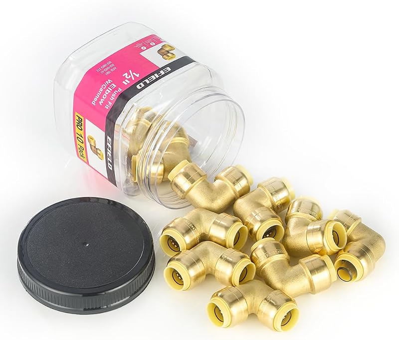 10 Pzas Codo Latón 1/2" Conexión Pex Cobre CPVC