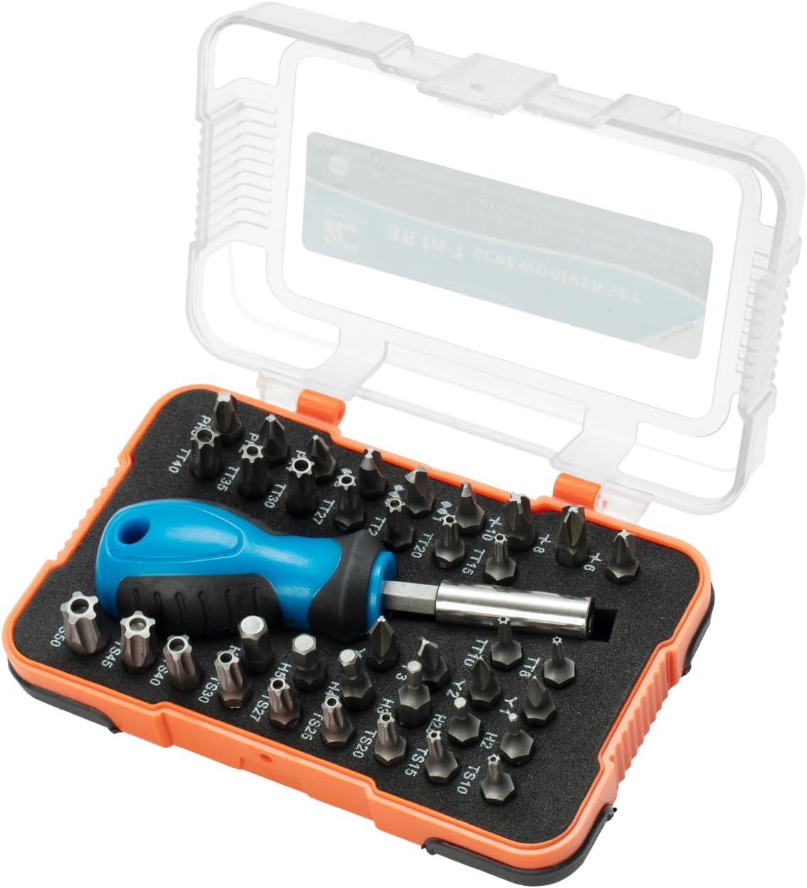 Set 38 Pzas Puntas Destornillador 1/4 Acero Cromo Vanadio