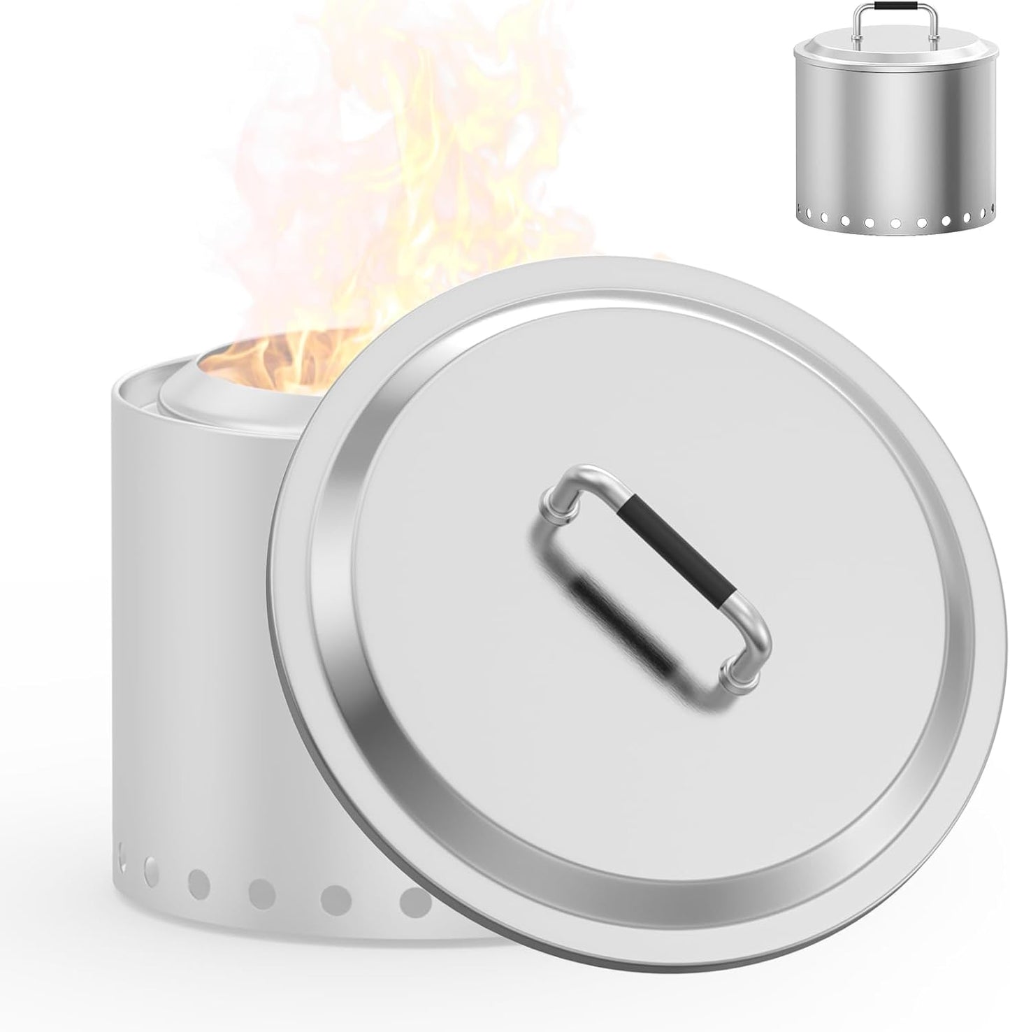 Tapa hoguera individual acero inox asa 19.5pulg