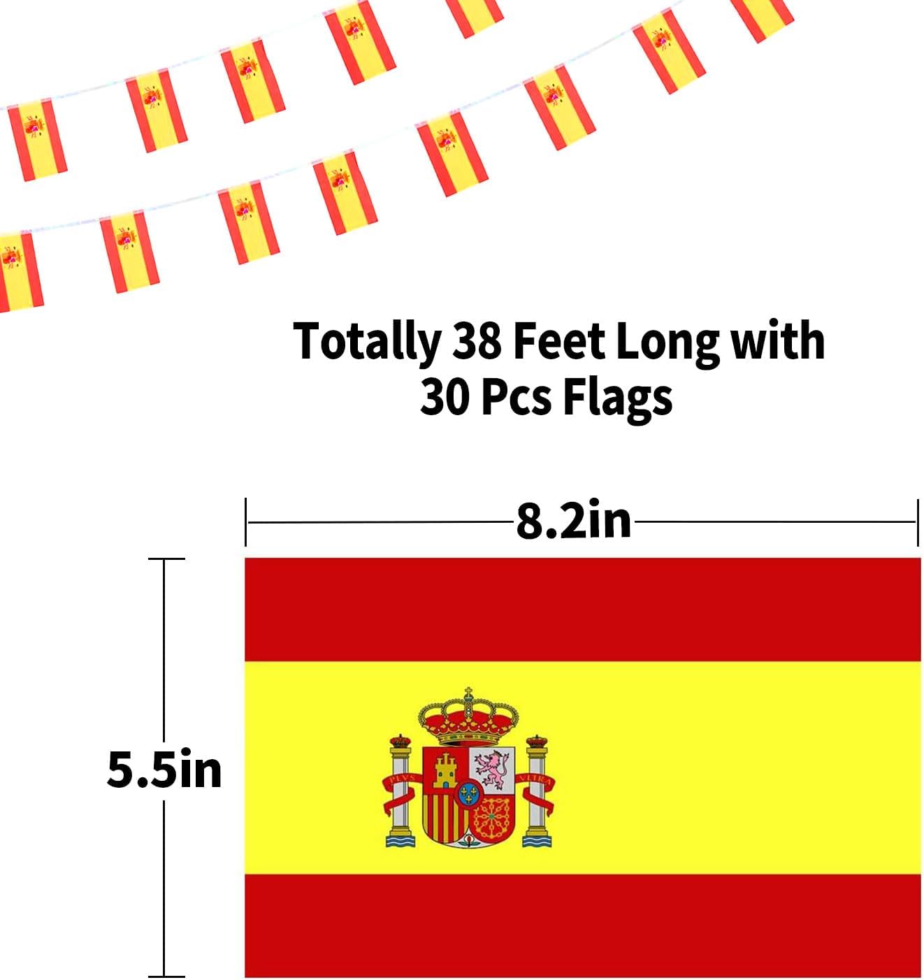Bandera España mini de cuerda para eventos deportivos