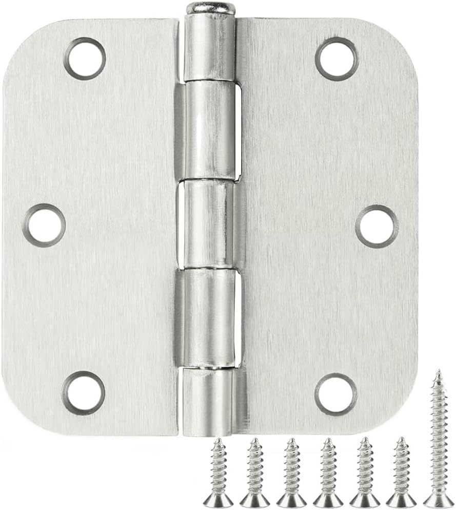 12 Bisagras Puerta Hierro Níquel Cepillado 3.5"