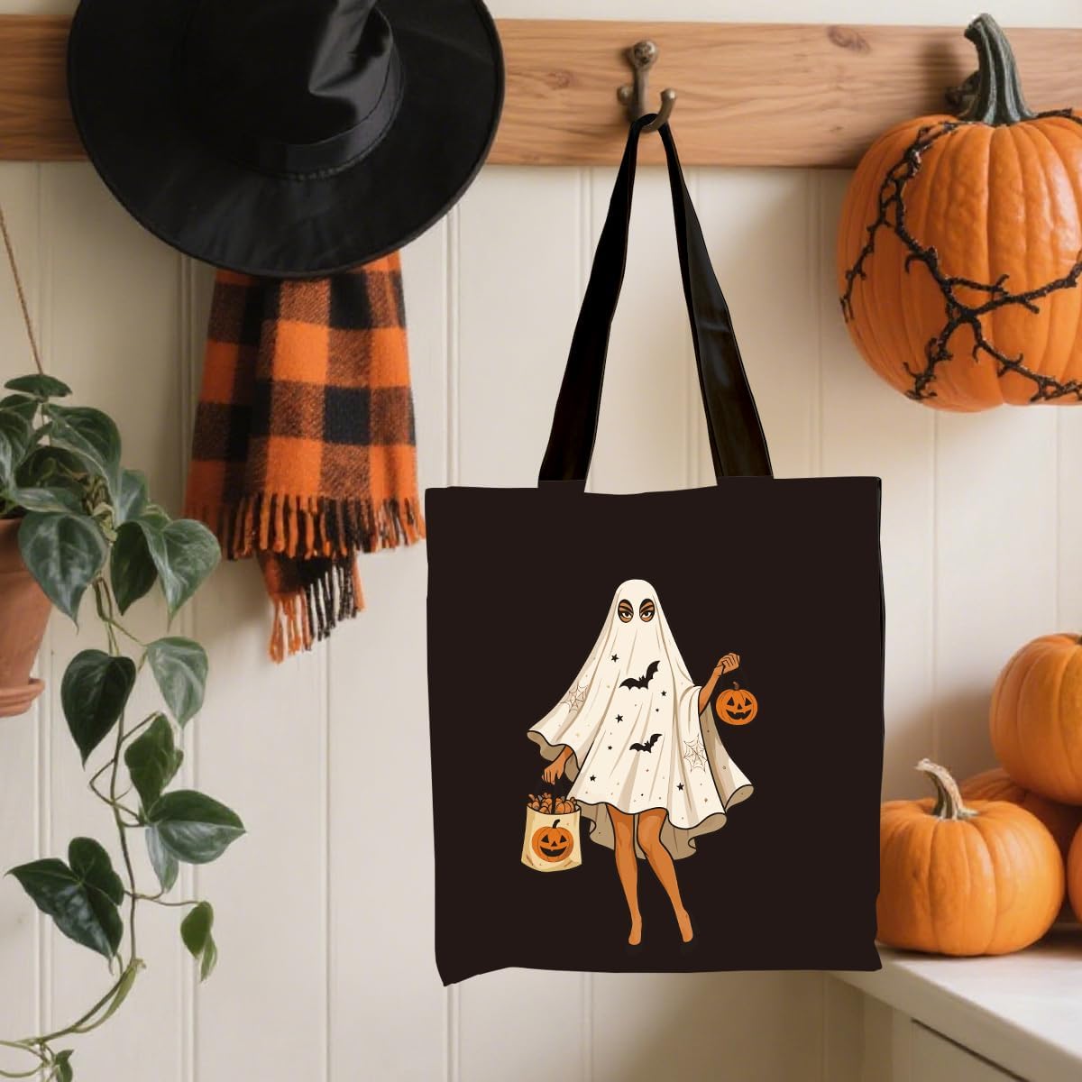 Bolsa tela Halloween mujer regalo hermanas trabajo negro