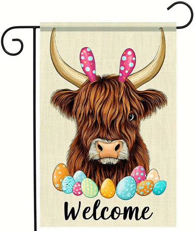 Bandera jardín vaca 12x18pulg doble cara primavera pascua