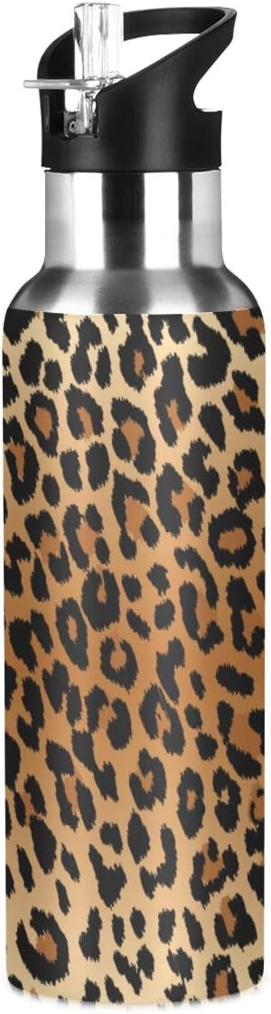 Botella agua deportiva acero inox termo leopardo 600ml