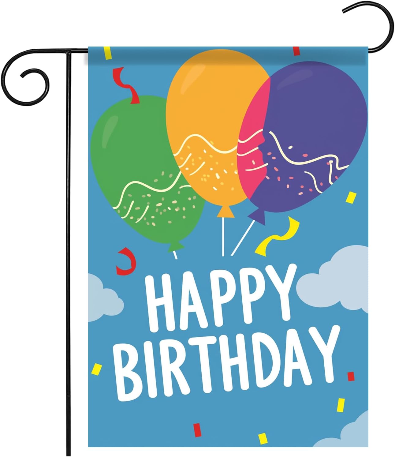 Bandera jardín feliz cumpleaños 12x18pulg doble cara