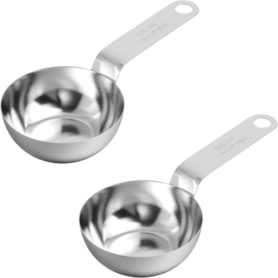 2 Tazas Medidoras 1/4 Taza Silicona Negro con Cucharilla Inox