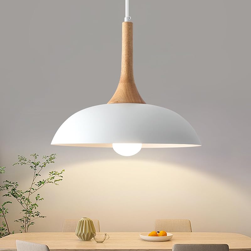 Lámpara colgante moderna isla cocina con tapa madera 13.8"