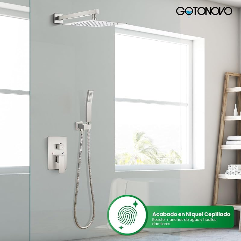 Sistema ducha lluvia pared cabezal mango latón macizo