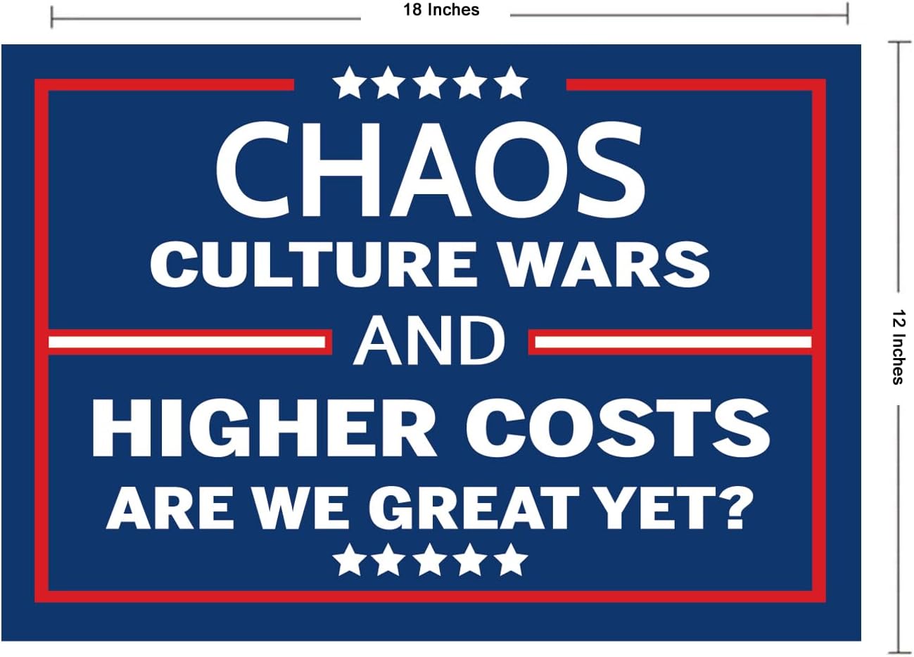 Letrero anti Trump patio 12x18" PVC Chaos CULTURE WARS