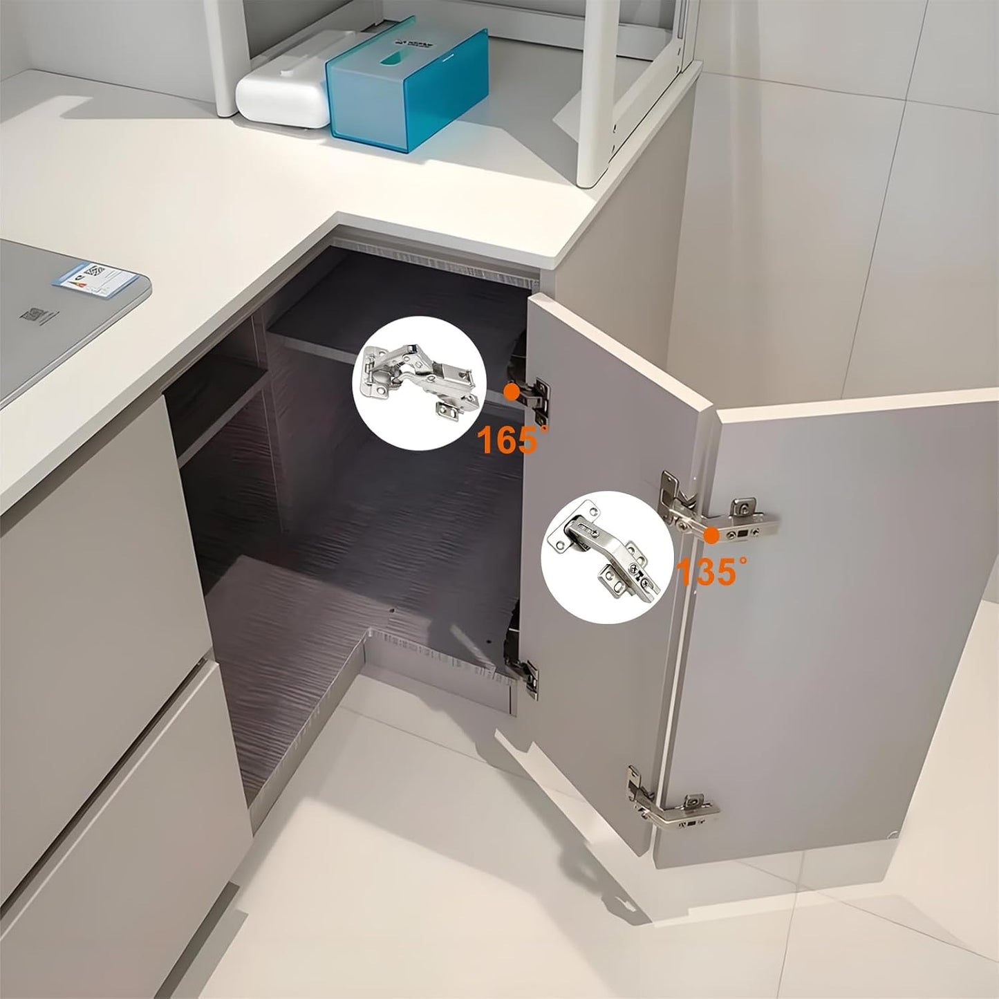 2 Pzas Bisagras Cierre Suave 165grados para Puertas Sin Marco