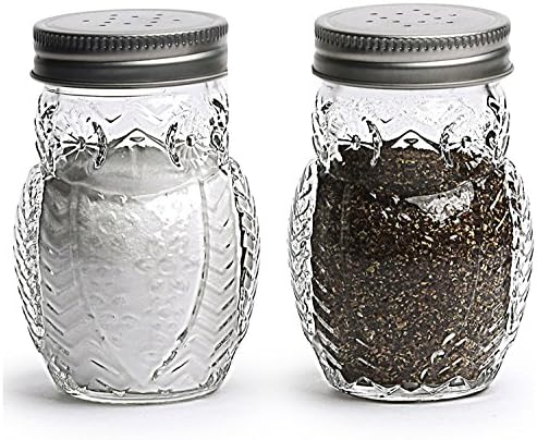 Salero y pimentero cristal búho 5oz set 2