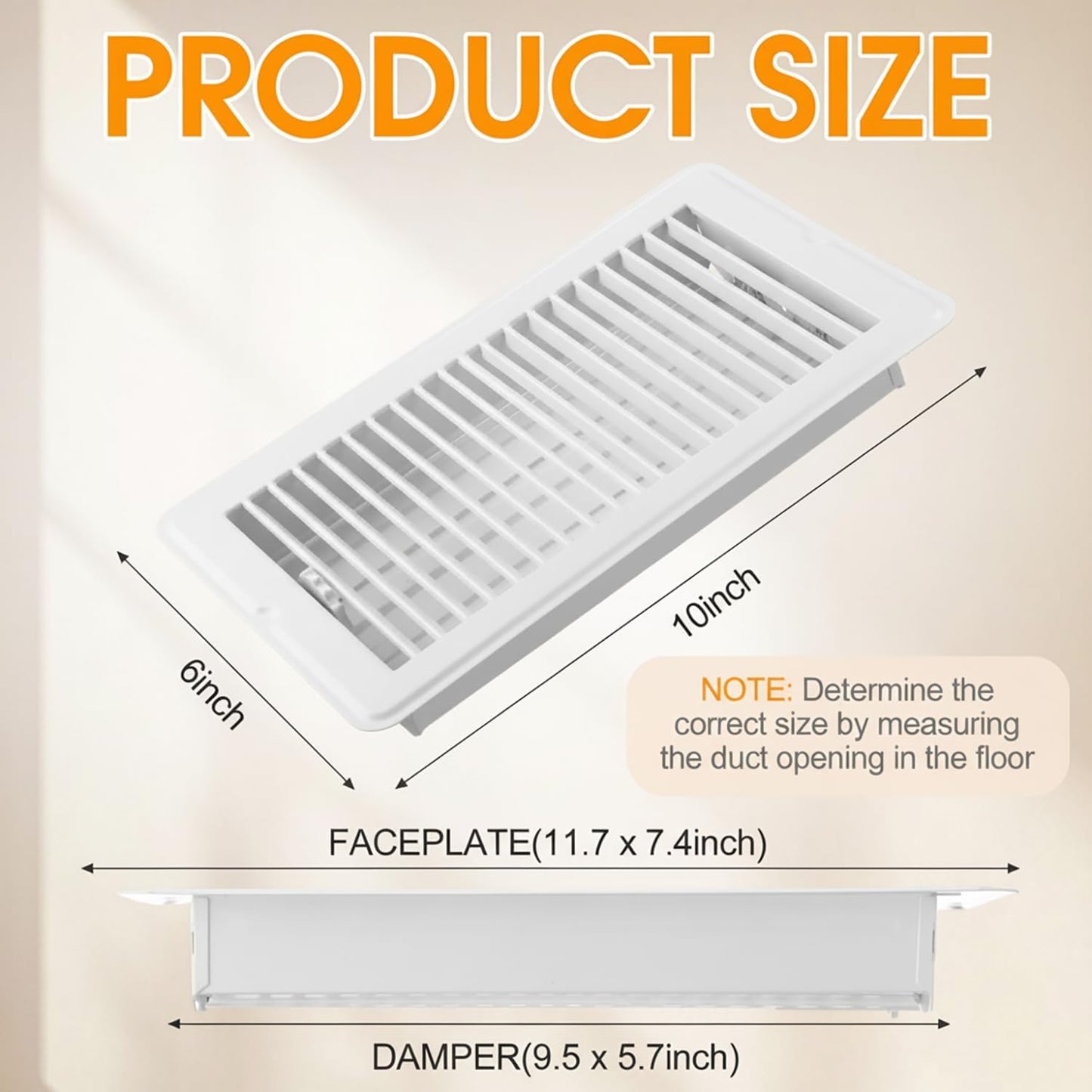 2 Pzas Cubiertas Ventilación Suelo 6x10pulg Metal Resiste Calor