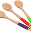 Set cucharas madera mango silicona 14pulg arcoíris