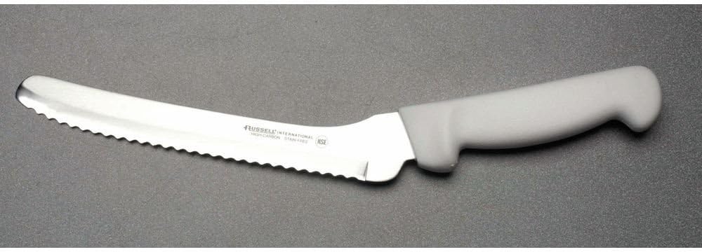 Cuchillo sándwich acero inox festoneado mango blanco 8pulg