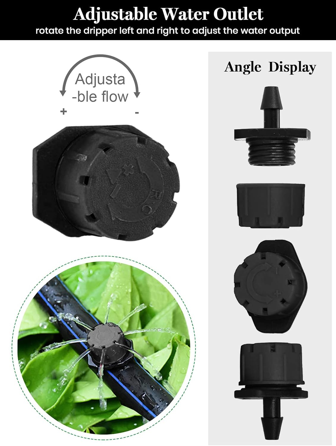 200 Goteros Riego Ajustables 1/4pulg 360 Grados Antiobstrucción