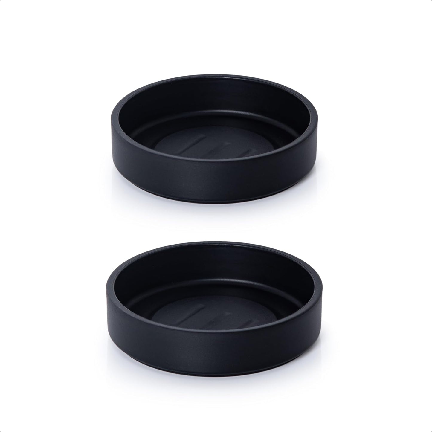 2 Pzas Platillos Plástico 4" Drenaje Negro Mate