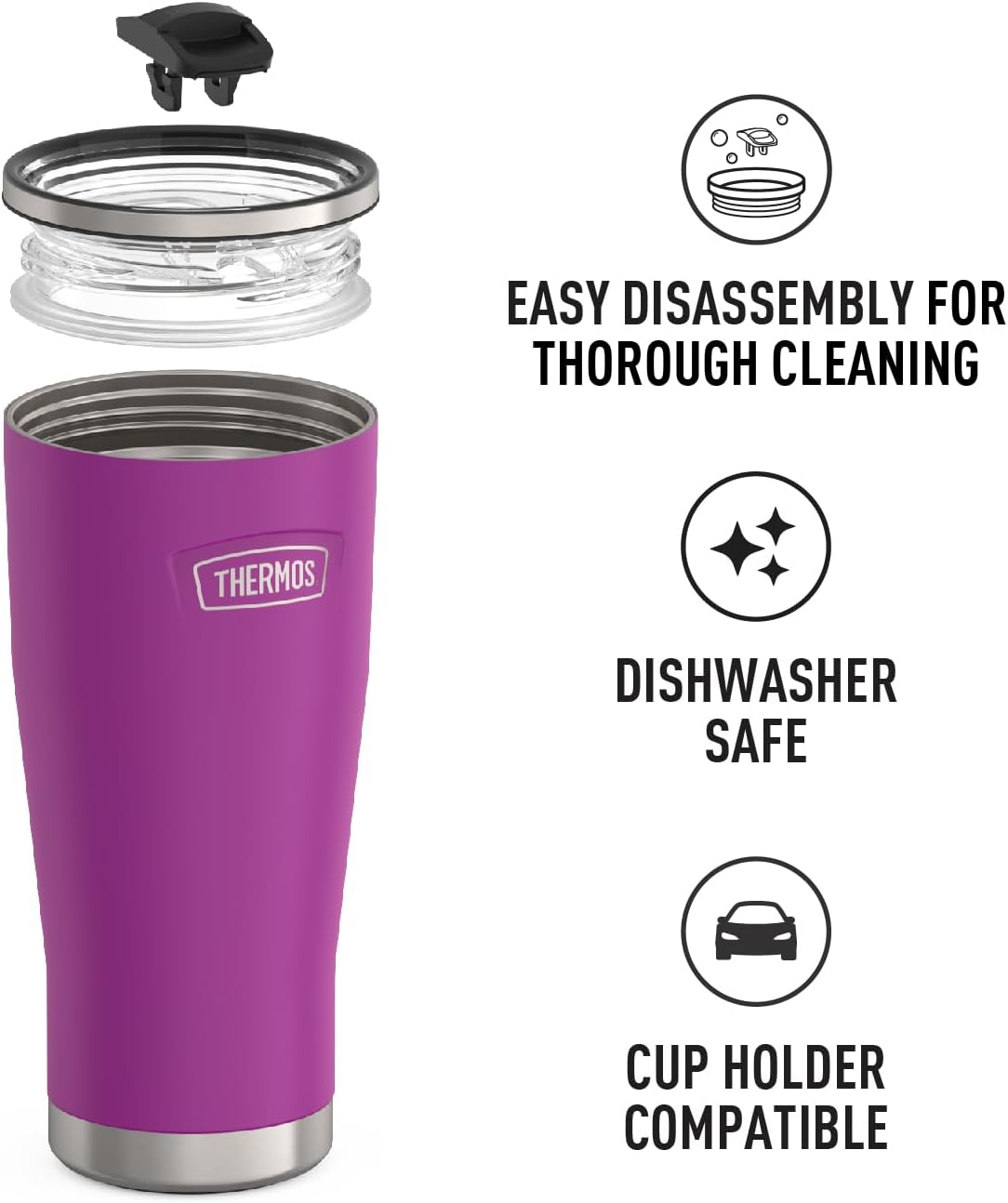 Vaso acero inox cierre deslizante 710ml ciruela
