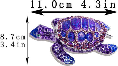 Caja coleccionable tortuga marina con bisagras joyero morado