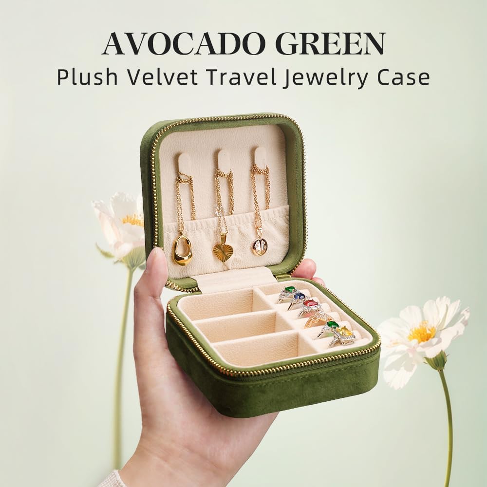 Estuche terciopelo para joyas mujer y niña verde