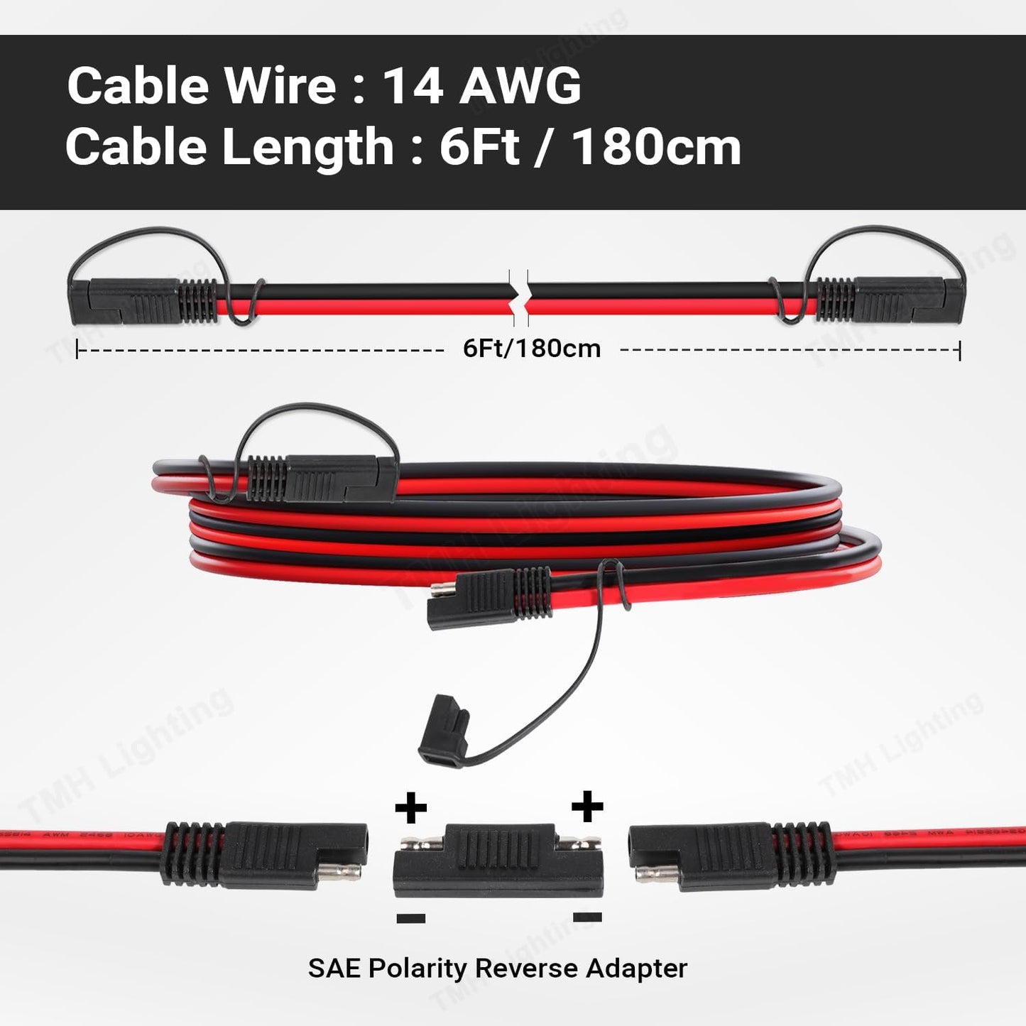 Cable extensión SAE 14 AWG 6ft conector rápido para batería
