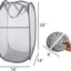Cesta plegable para ropa sucia con asas gris