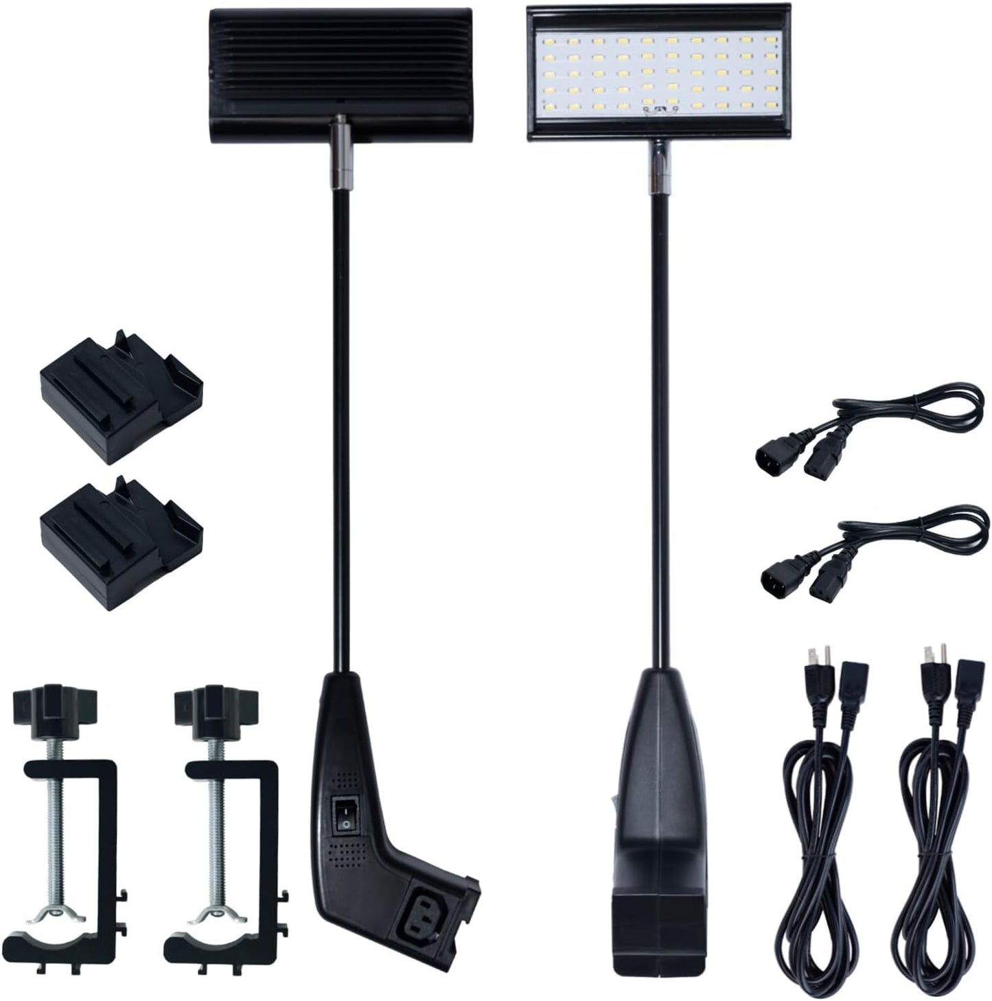 Luces LED feria con soportes y cables negro