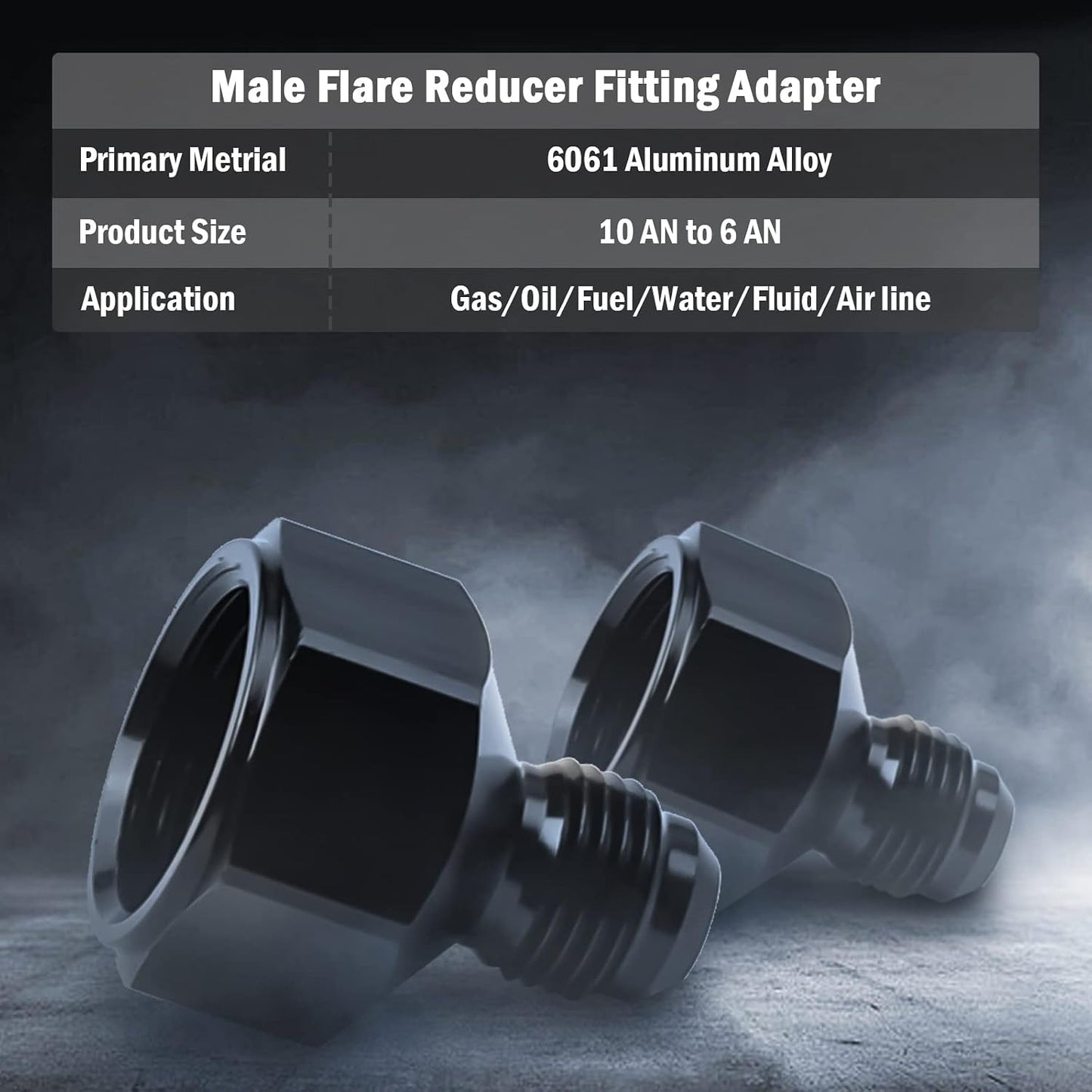 Adaptador manguera AN10 a AN6 hembra 2 Uds negro