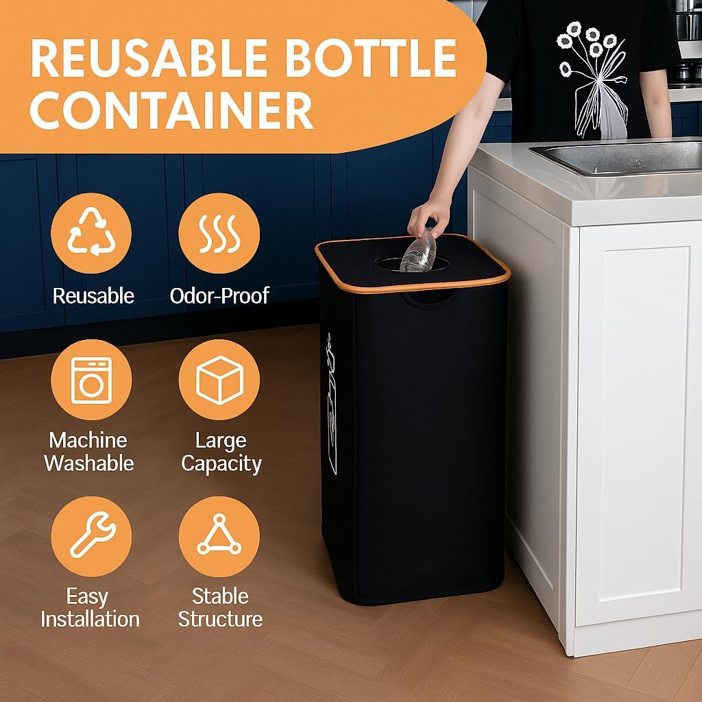 Papelera reciclaje 100L bolsa extraíble para botellas