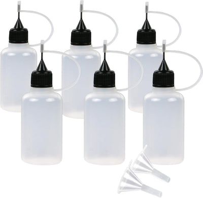 6 Aplicadores Aceite 1oz con Punta Inox y Vasos Filtro