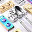Soporte cubiertos acero inox 304 set 6 mesa hotel plateado