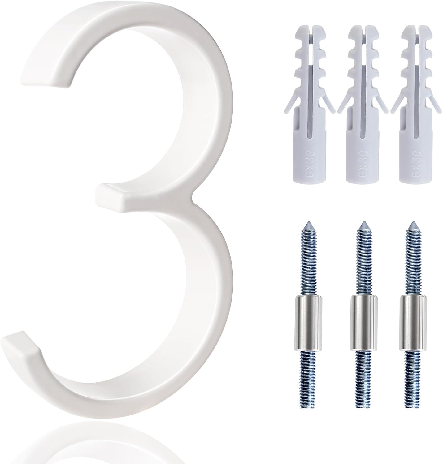 Números puerta metal modernos 5pulg exterior kit clavos blanco