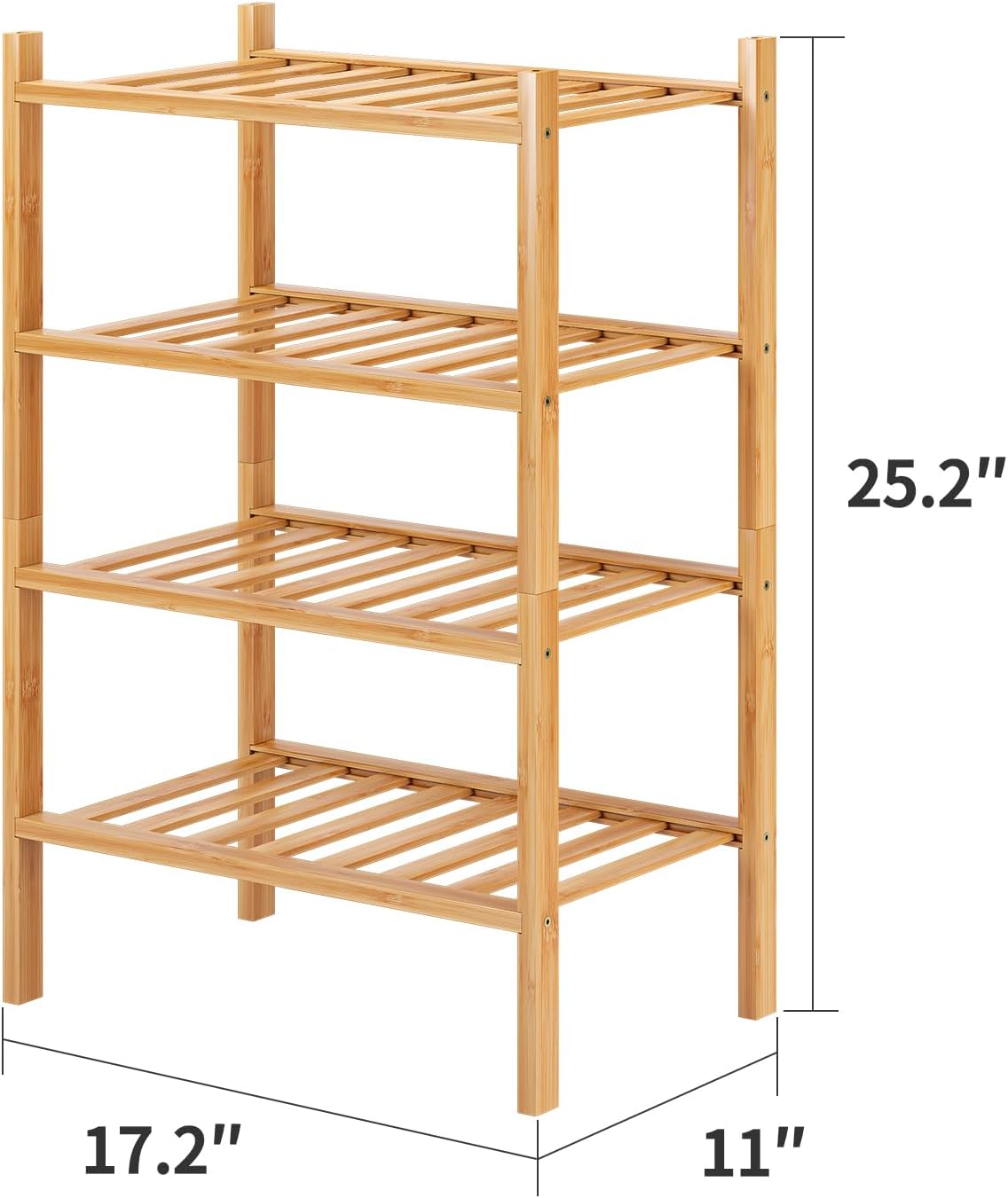 Estante zapatos bambú 4 niveles apilable armario