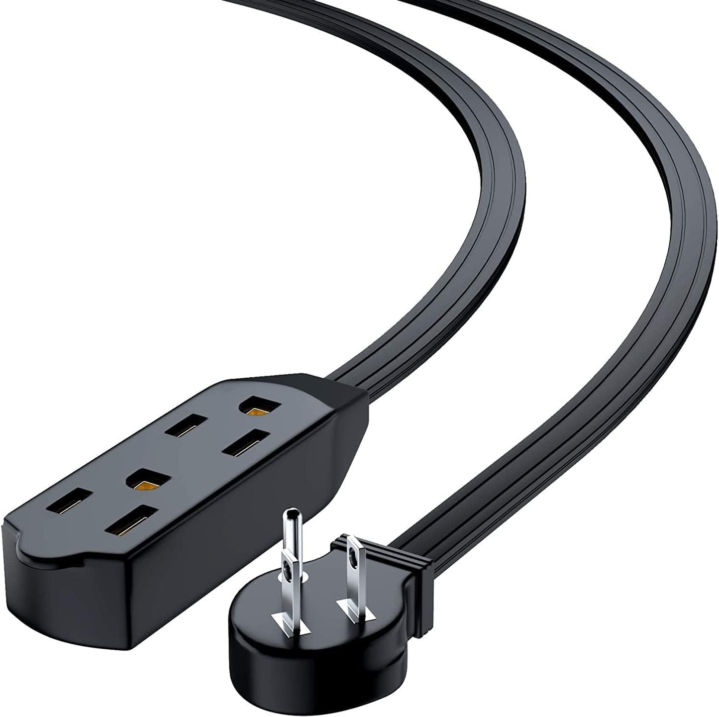 Cable extensión 6ft 3 salidas enchufe plano UL negro