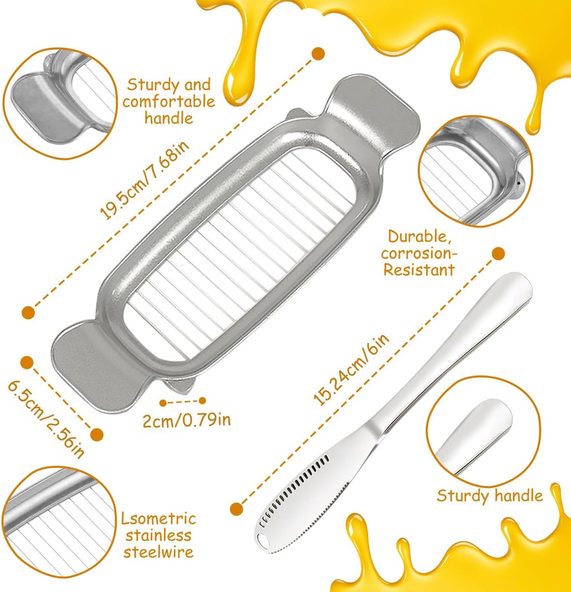 Cortador mantequilla acero inox 2 cuchillos ergonómico