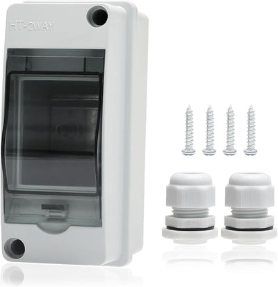 Caja distribución 2 vías IP66 con riel DIN y conector